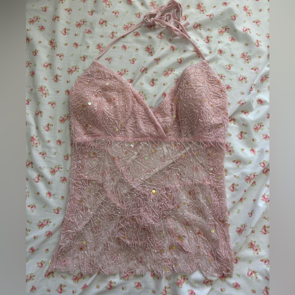 2000s glitter halter top